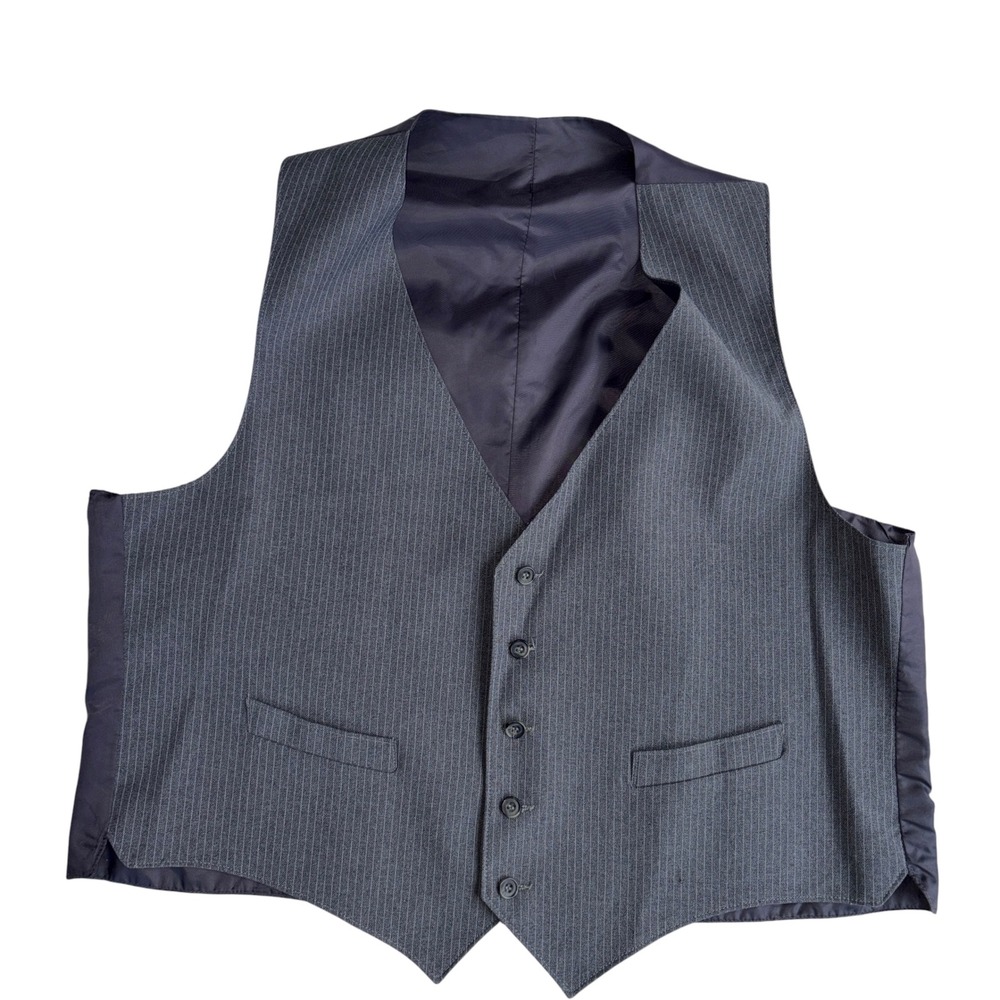 Unbranded Pinstripe Suit Vest Mens Formal Waistcoat Excellent Grey 2XL 50 Chest